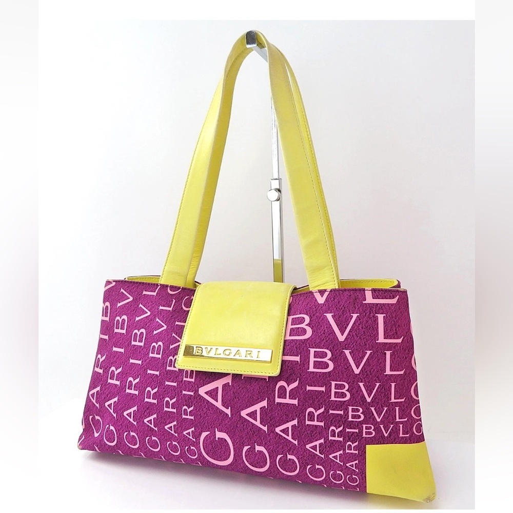 Bulgari Purple and Yellow Shoulder Bag